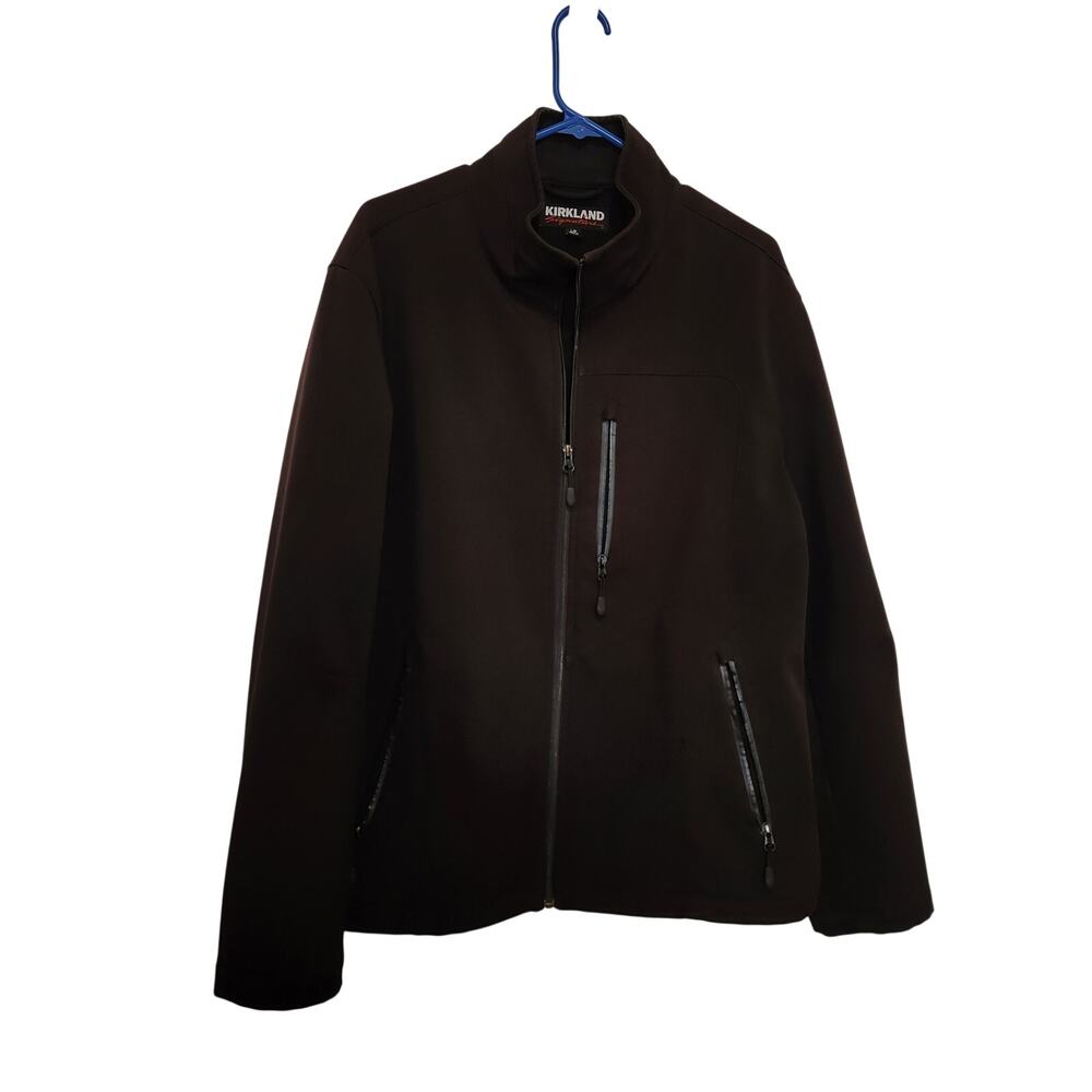 Kirkland Men's Jacket Wind Breaker Full Zip Up Coat Black Size Large Flaws